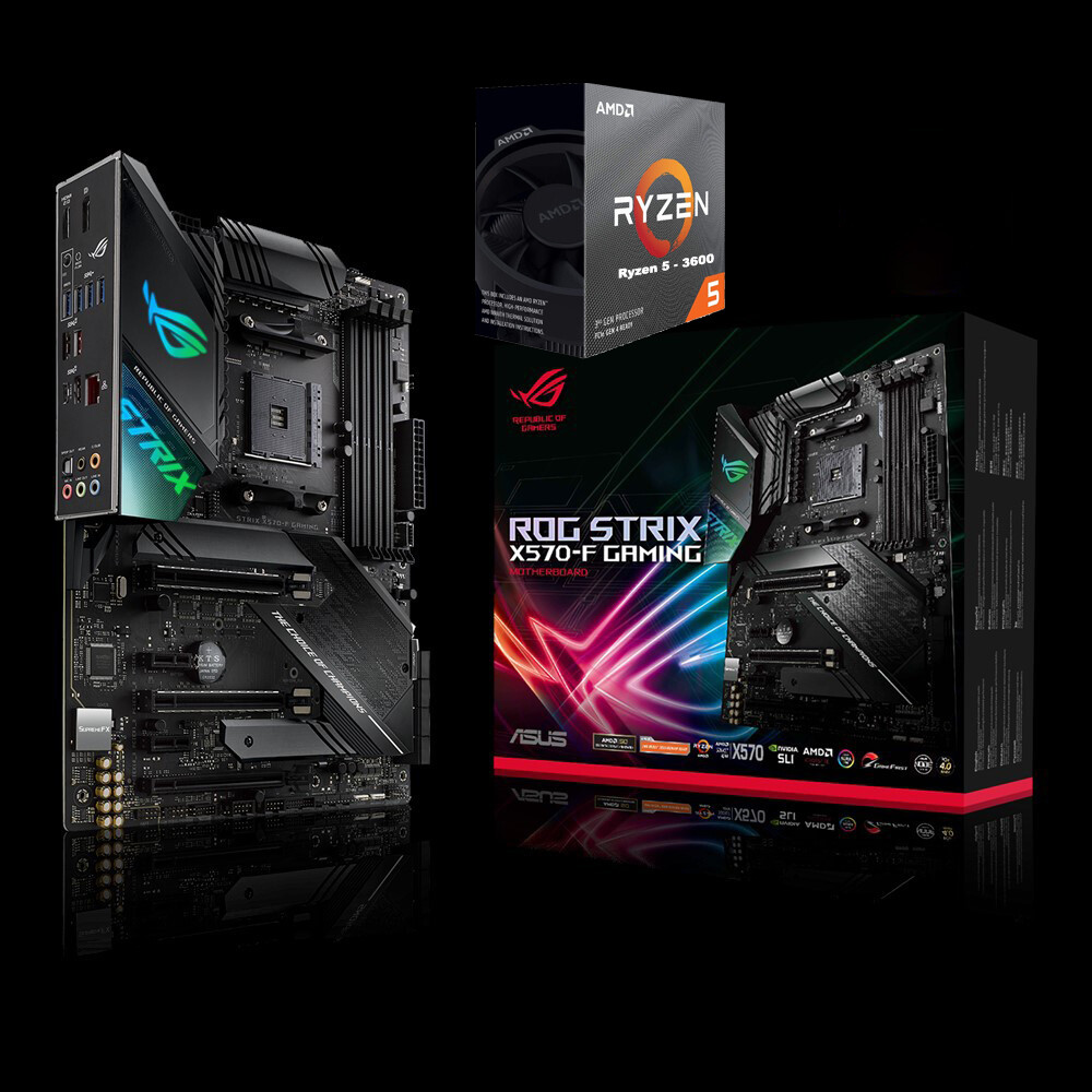 AMD RYZEN 5 3600 6-Core 3.6 GHz (4.2 GHz Max Boost) + Asus ROG Strix X570-F Gaming ATX Motherboard Bundle