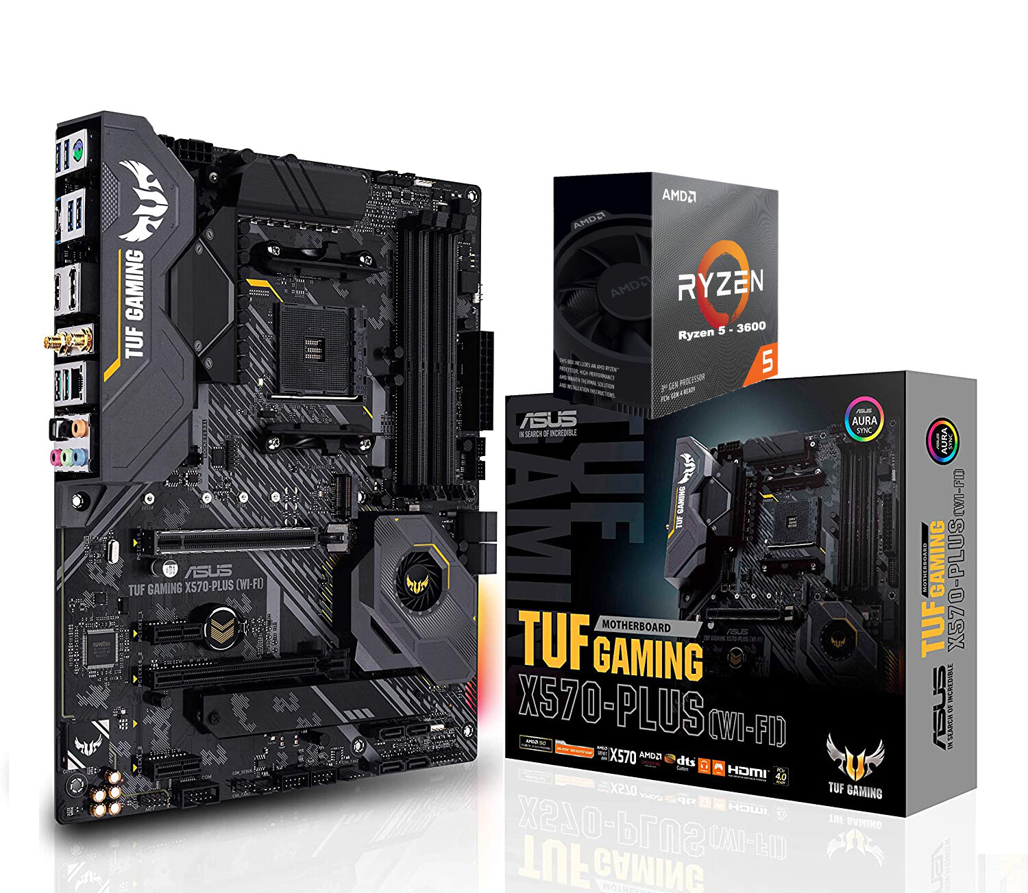 AMD RYZEN 5 3600 6-Core 3.6 GHz (4.2 GHz Max Boost) + Asus TUF Gaming X570-Plus (Wi-Fi) ATX Motherboard Bundle