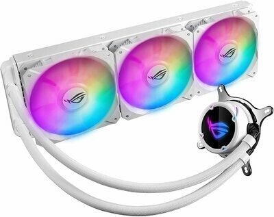 Asus ROG Strix LC 360 All-in-one White Liquid CPU Cooler with Aura Sync, Triple White ROG 120mm addressable RGB Radiator Fans and Reinforced Sleeved tubing Asus ROG Strix LC 360 All-in-one White Liquid CPU Cooler with Aura Sync, Triple White ROG 120mm addressable RGB Radiator Fans and Reinforced Sleeved tubing