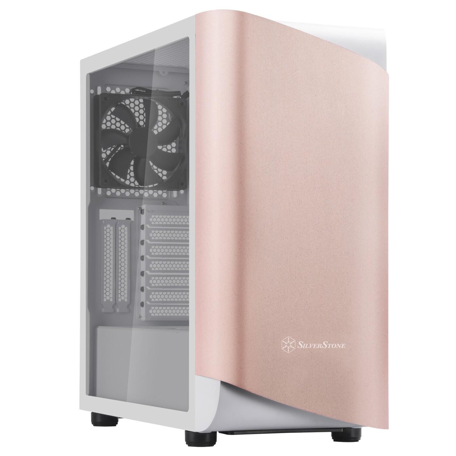 SilverStone SETA A1 Rose Gold on White ATX Mid-Tower Case with Aluminum Bezel TG Case
