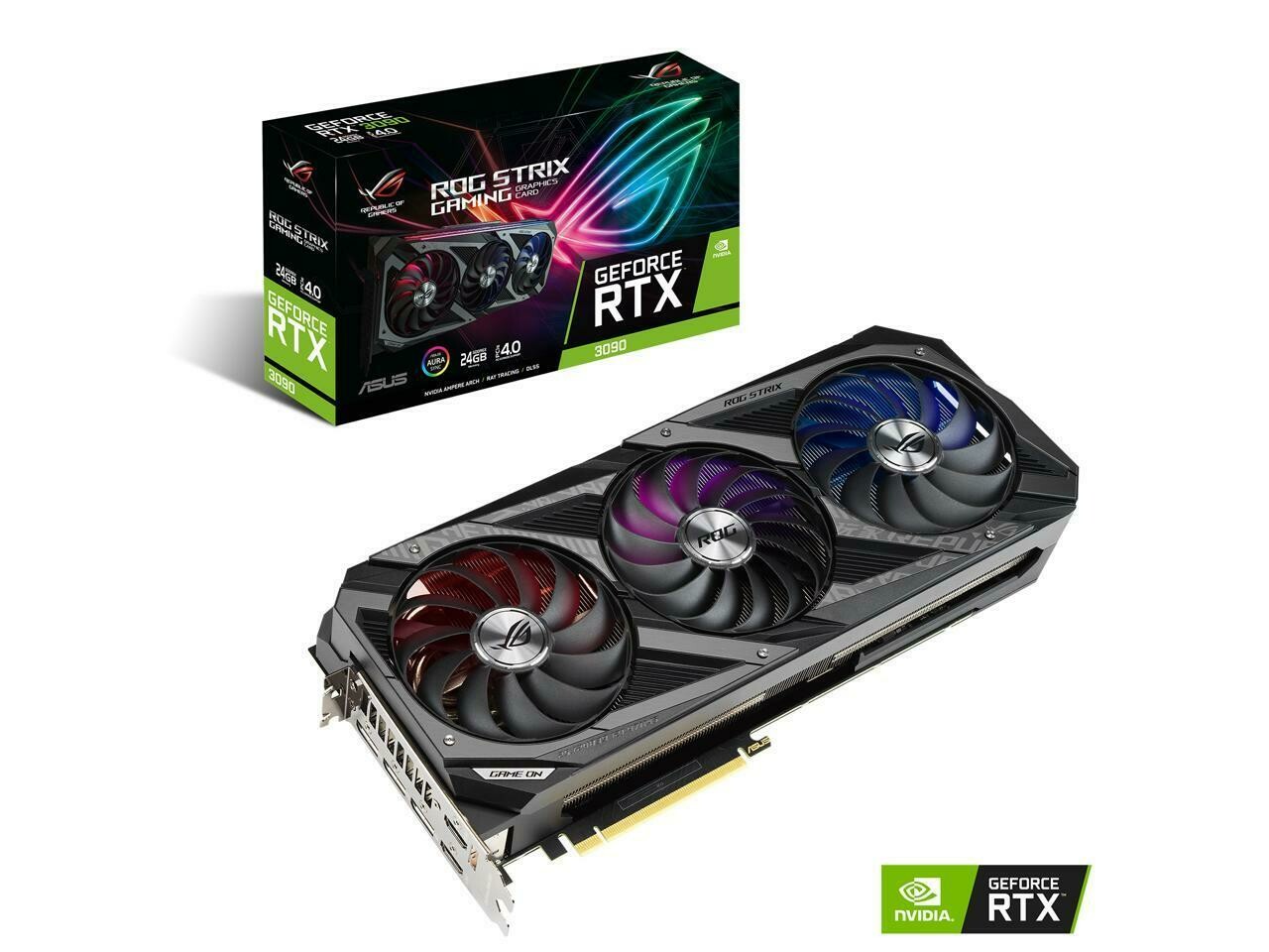 ASUS ROG Strix GeForce RTX 3090 24GB 384-Bit GDDR6X PCI Express 4.0 x16 HDCP Ready SLI Support Video Card