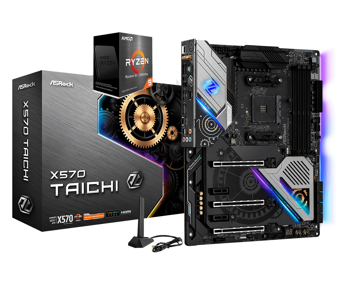 AMD RYZEN 9 5950X 16-Core 3.4 GHz (4.9 GHz Max Boost) + ASROCK X570 TAICHI Gaming Motherboard Bundle
