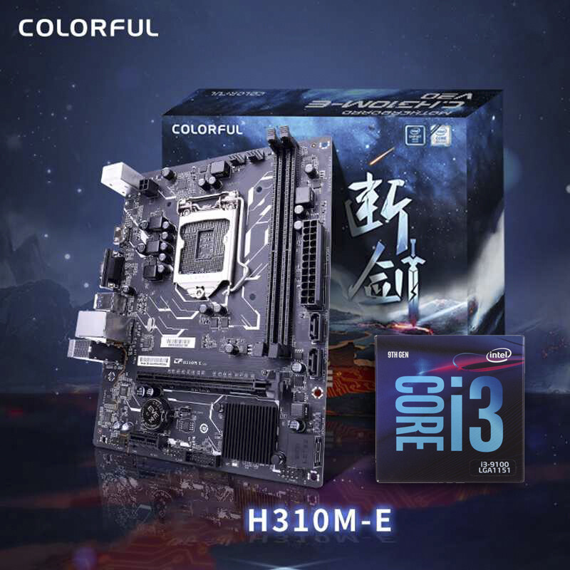 Intel Core i3-9100 Coffee Lake 4-Core 3.6 GHz (4.2 GHz Turbo) +  Colorful H310M-E Motherboard Bundle