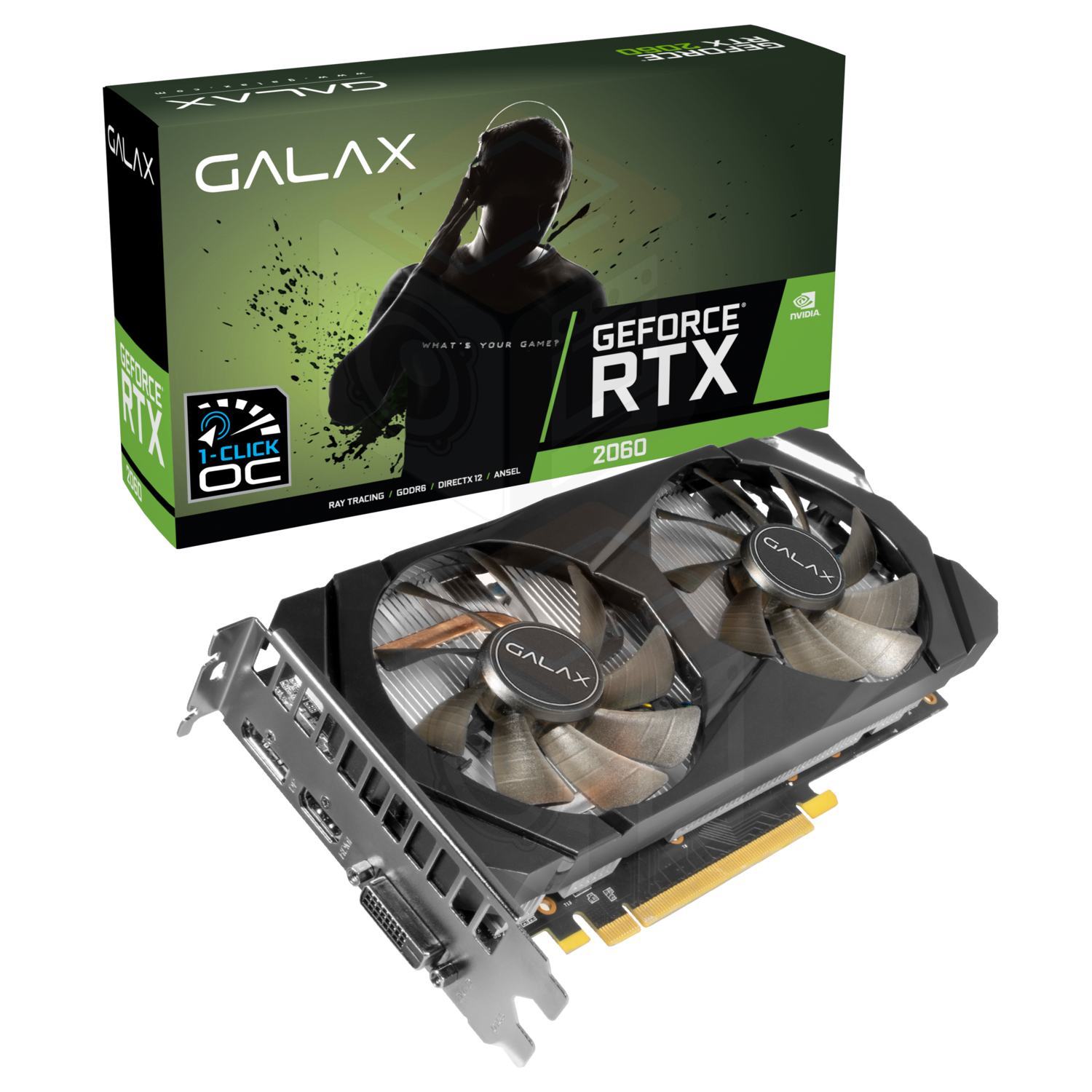 GALAX GeForce® RTX 2060 1-Click OC 6GB GDDR6 192-bit DP/HDMI/DVI-D Video Card