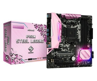 ASRock B450M STEEL LEGEND PINK EDITION - AM4 Ryzen Micro-ATX Motherboard ASRock B450M STEEL LEGEND PINK EDITION - AM4 Ryzen Micro-ATX Motherboard