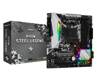 ASRock B450M STEEL LEGEND - AM4 Ryzen Micro-ATX Motherboard ASRock B450M STEEL LEGEND - AM4 Ryzen Micro-ATX Motherboard