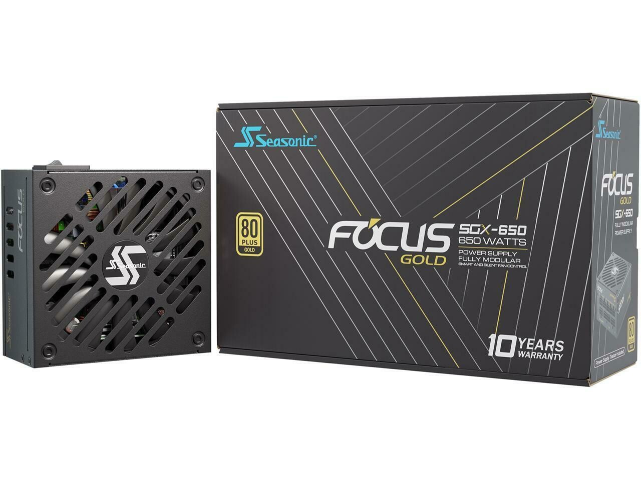 Seasonic FOCUS SGX-650, 650W 80+ Gold, Full-Modular, SFX-L Form Factor, Compact Size, Fan Control in Fanless, Silent, and Cooling Mode Power Supply