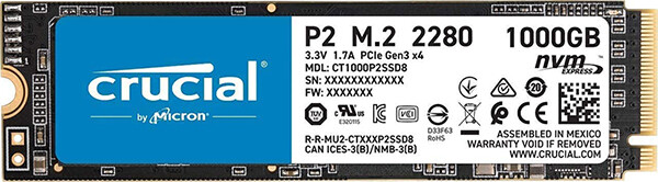 Crucial P2 1TB 3D NAND NVMe PCIe M.2 SSD