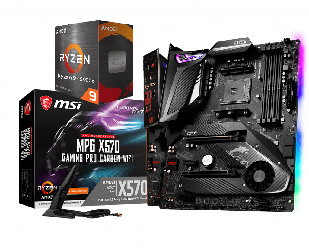 AMD RYZEN 9 5900X 12-Core 3.7 GHz (4.8 GHz Max Boost) + MSI MPG X570 GAMING PRO CARBON WIFI Gaming Motherboard Bundle