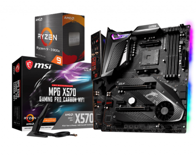 AMD RYZEN 9 5900X 12-Core 3.7 GHz (4.8 GHz Max Boost) + MSI MPG X570 GAMING PRO CARBON WIFI Gaming Motherboard Bundle