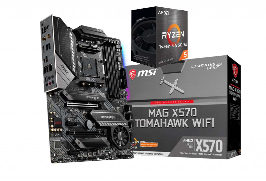 AMD RYZEN 5 5600X 6-Core 3.7 GHz (4.6 GHz Max Boost) + MSI MAG X570 TOMAHAWK WIFI Gaming Motherboard Bundle