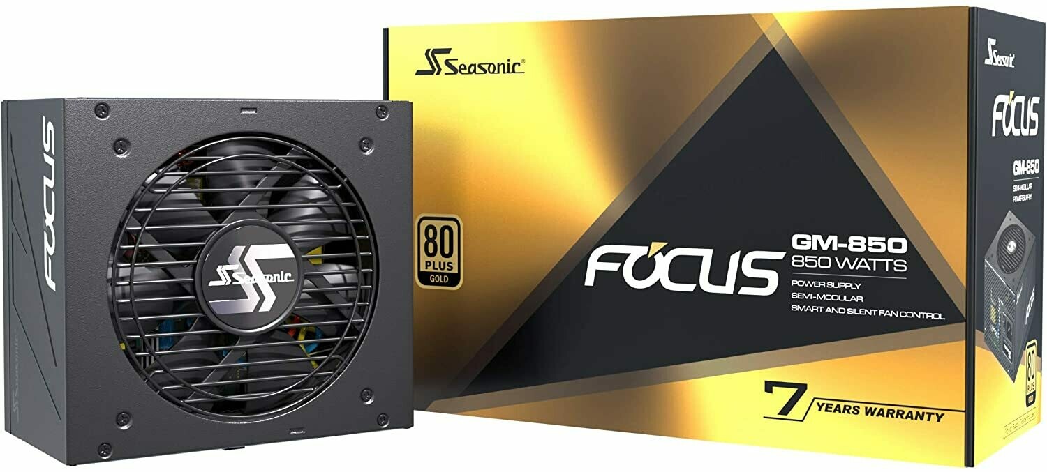 Seasonic Focus GM-850, 850W 80+ Gold, Semi-Modular, Fits All ATX Systems, Fan Control in Silent and Cooling Mode