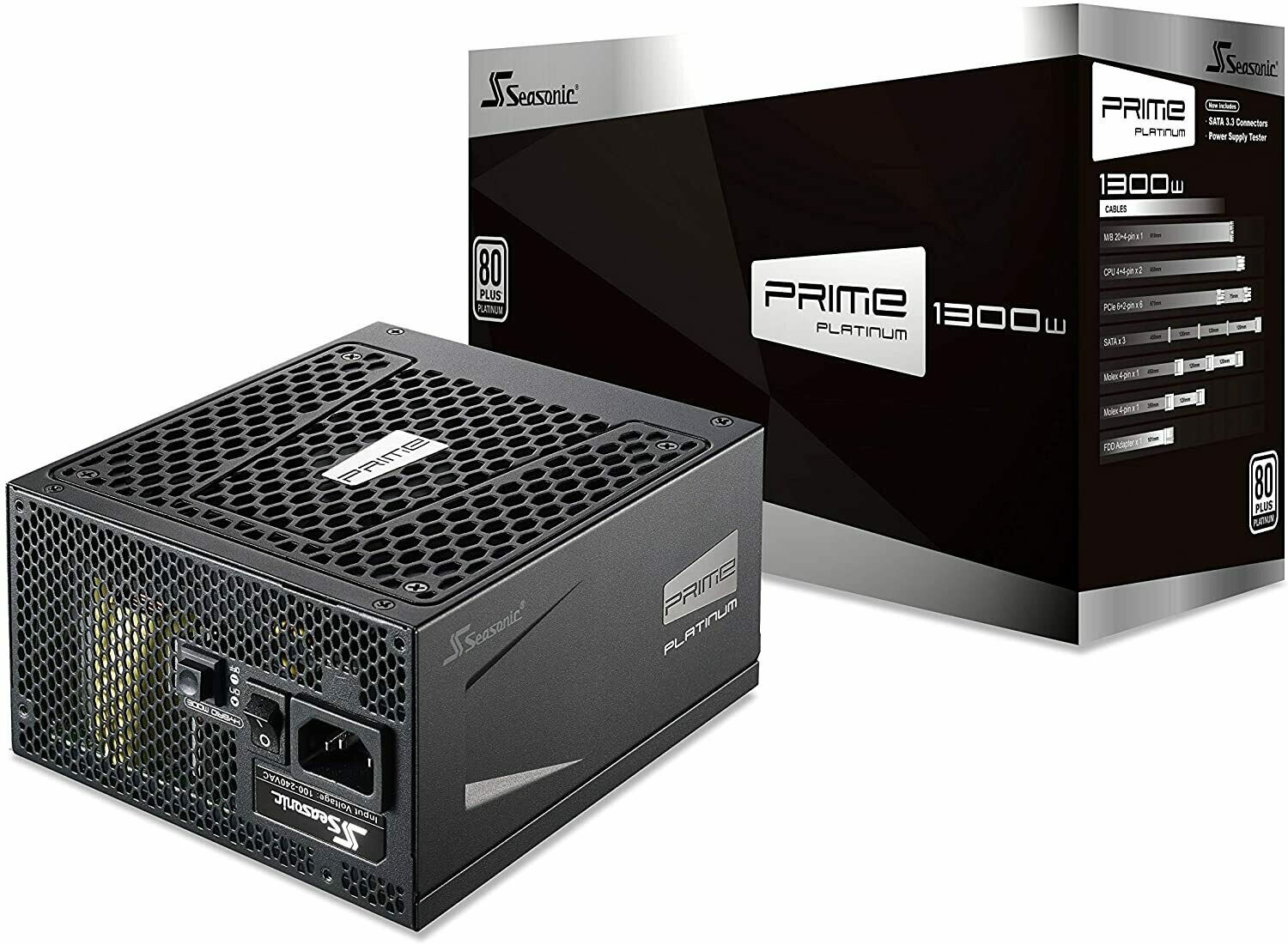Seasonic PRIME 1300 Platinum SSR-1300PD 1300W 80+ Platinum ATX12V &amp; EPS12V Full Modular 135mm FDB Fan Power On Self Tester Power Supply