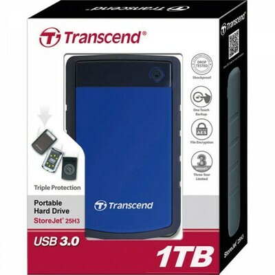 Transcend Shockproof 1TB Portable External HDD USB 3.0 Blue Transcend Shockproof 1TB Portable External HDD USB 3.0 Blue