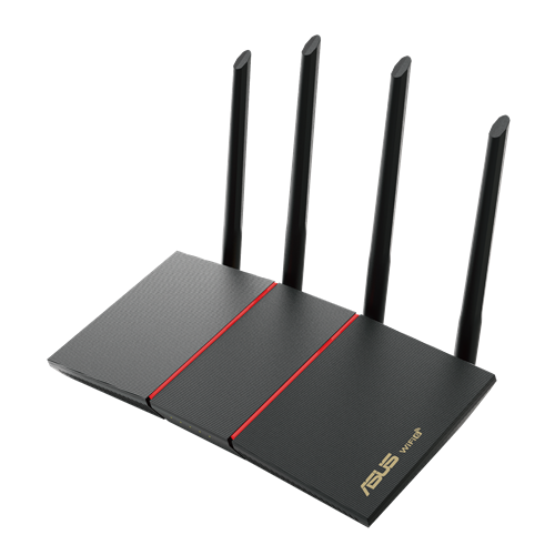 RT-AX 55 AX1800 Dual Band WiFi 6 (802.11ax) Router supporting MU-MIMO and OFDMA technology, with AiProtection Classic network security powered by Trend Micro™, compatible with ASUS AiMesh WiFi system RT-AX 55 AX1800 Dual Band WiFi 6 (802.11ax) Router supporting MU-MIMO and OFDMA technology, with AiProtection Classic network security powered by Trend Micro™, compatible with ASUS AiMesh WiFi system