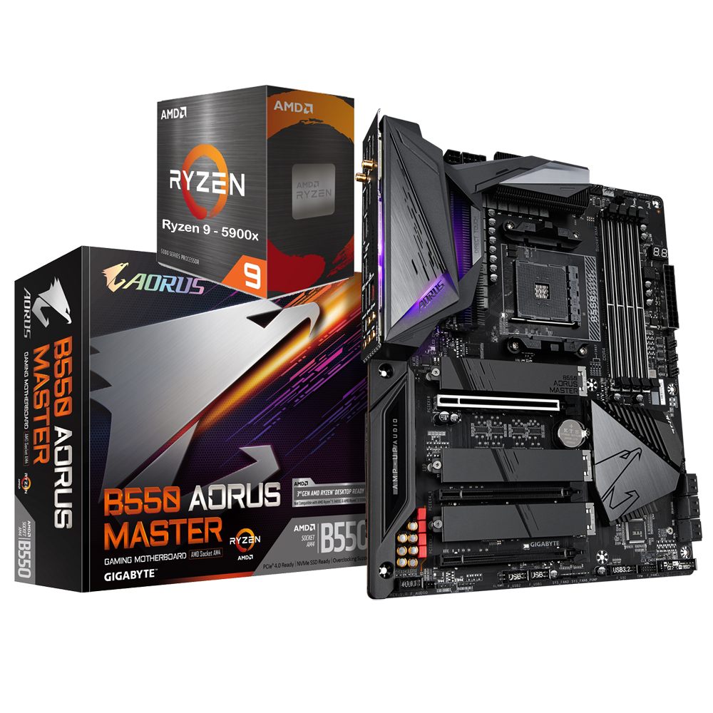 AMD RYZEN 9 5900X 12-Core 3.7 GHz (4.8 GHz Max Boost) + GIGABYTE B550 AORUS MASTER Motherboard Bundle