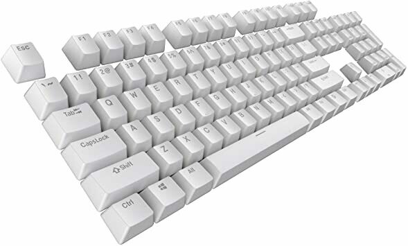 TECWARE PBT KEYCAP SET FOR MECHANICAL KEYBOARDS | 111 KEYS | DOUBLE-SHOT PBT | OEM PROFILE | COMPATIBLE WITH MX-STYLE SWITCHES, Color: White