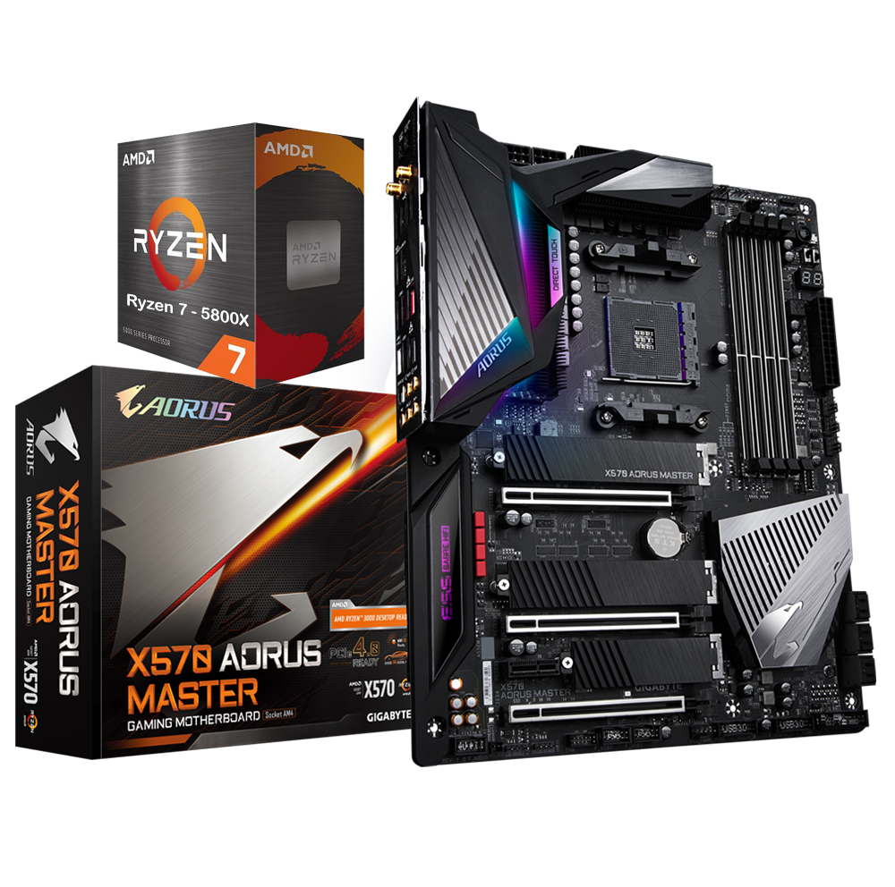 AMD RYZEN 7 5800X 8-Core 3.8 GHz (4.7 GHz Max Boost) + X570 AORUS MASTER Motherboard Bundle