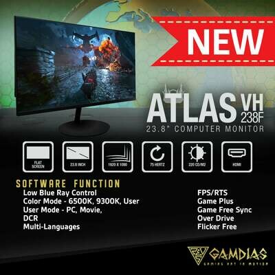 GAMDIAS ATLAS VH238F 24" FLAT 60-75HZ GAMING MONITOR GAMDIAS ATLAS VH238F 24" FLAT 60-75HZ GAMING MONITOR