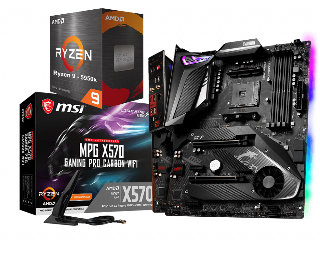 AMD RYZEN 9 5950X 16-Core 3.4 GHz (4.9 GHz Max Boost) + MSI MPG X570 GAMING PRO CARBON WIFI Gaming Motherboard Bundle