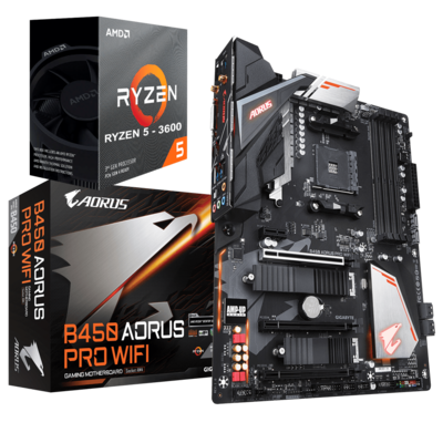 AMD RYZEN 5 3600 6-Core 3.6 GHz (4.2 GHz Max Boost) + AORUS B450 PRO WIFI AMD RYZEN 5 3600 6-Core 3.6 GHz (4.2 GHz Max Boost) + AORUS B450 PRO WIFI
