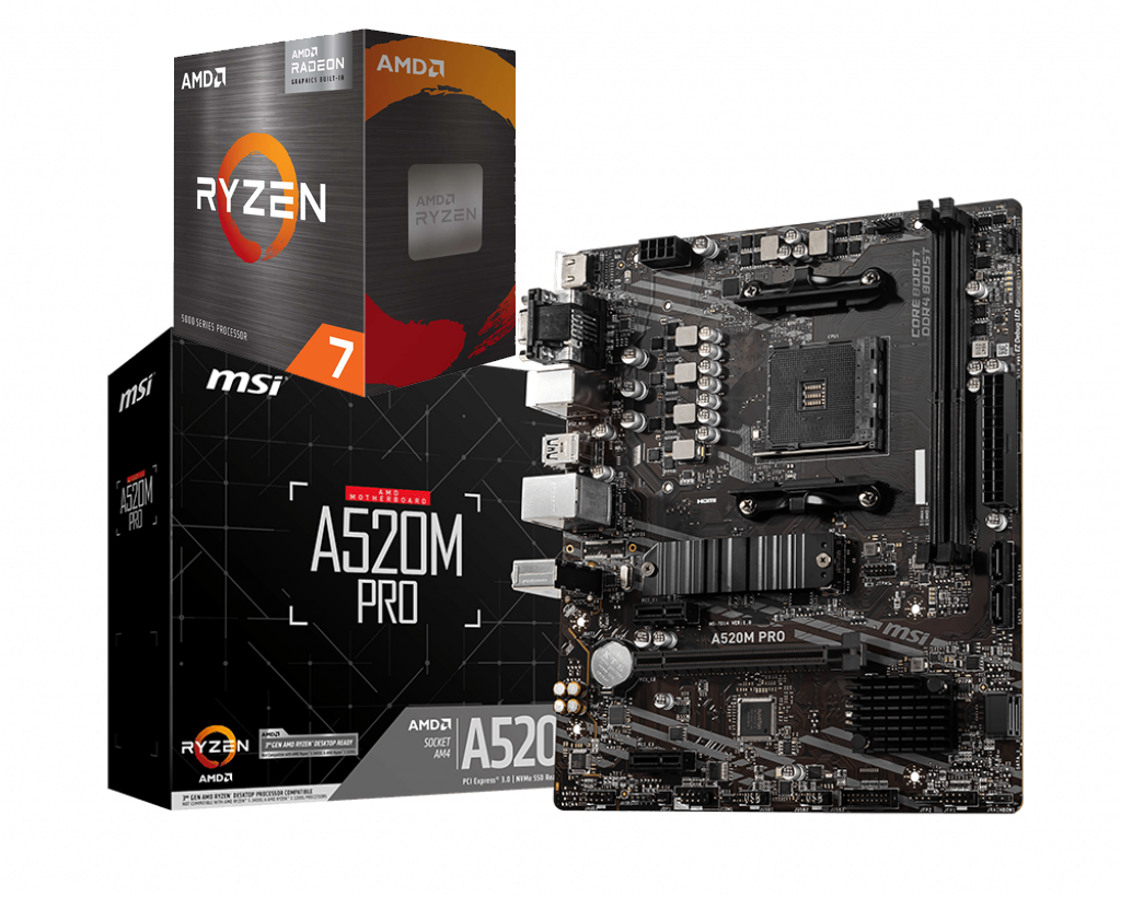 AMD RYZEN 7 5700G 8-Core 3.8 GHz (4.6 GHz Max Boost) + MSI A520M PRO Motherboard Bundle
