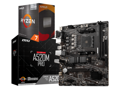 AMD RYZEN 7 5700G 8-Core 3.8 GHz (4.6 GHz Max Boost) + MSI A520M