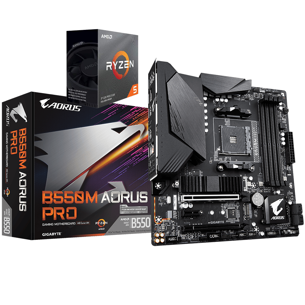 AMD RYZEN 5 3600 6-Core 3.6 GHz (4.2 GHz Max Boost) + AORUS B550M AORUS PRO Motherboard Bundle