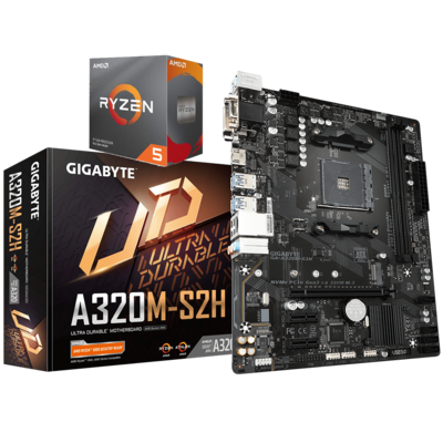 AMD RYZEN 5 3600 6-Core 3.6 GHz (4.2 GHz Max Boost) + Gigabyte A320-S2H Motherboard Bundle