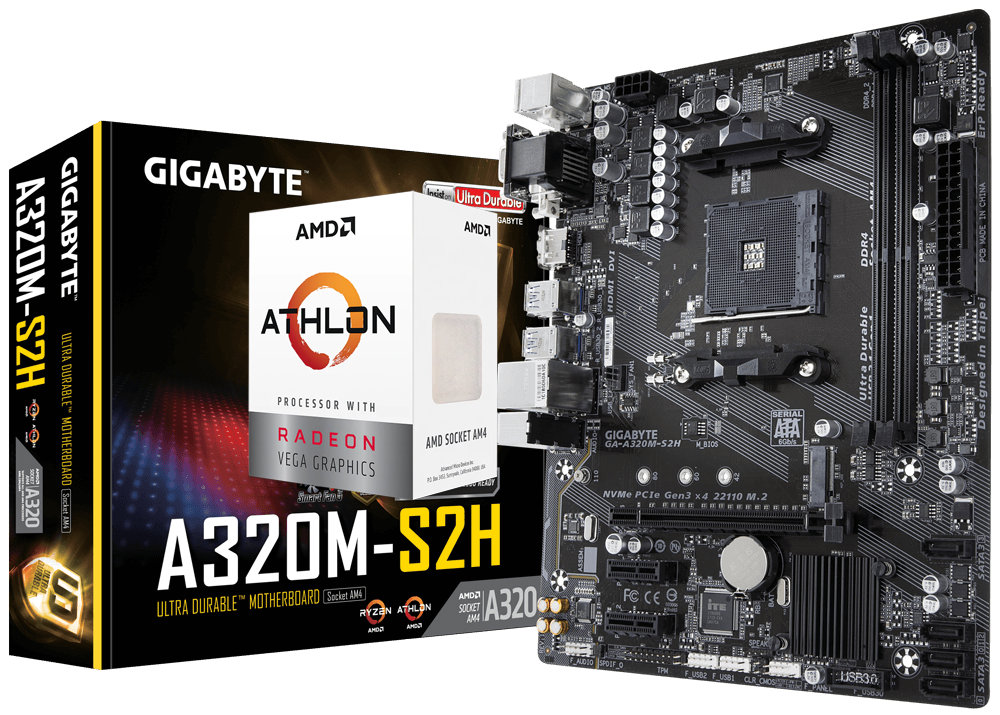 AMD ATHLON 3000G 3.5 GHZ Processor + Gigabyte A320-S2H Motherboard Bundle
