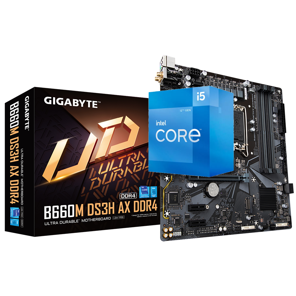 Intel Core I5-12500 6 Cores 12 Threads Alder Lake LGA1700 Processor + Gigabyte B660M DS3H AX WIFI DDR4 Bundle