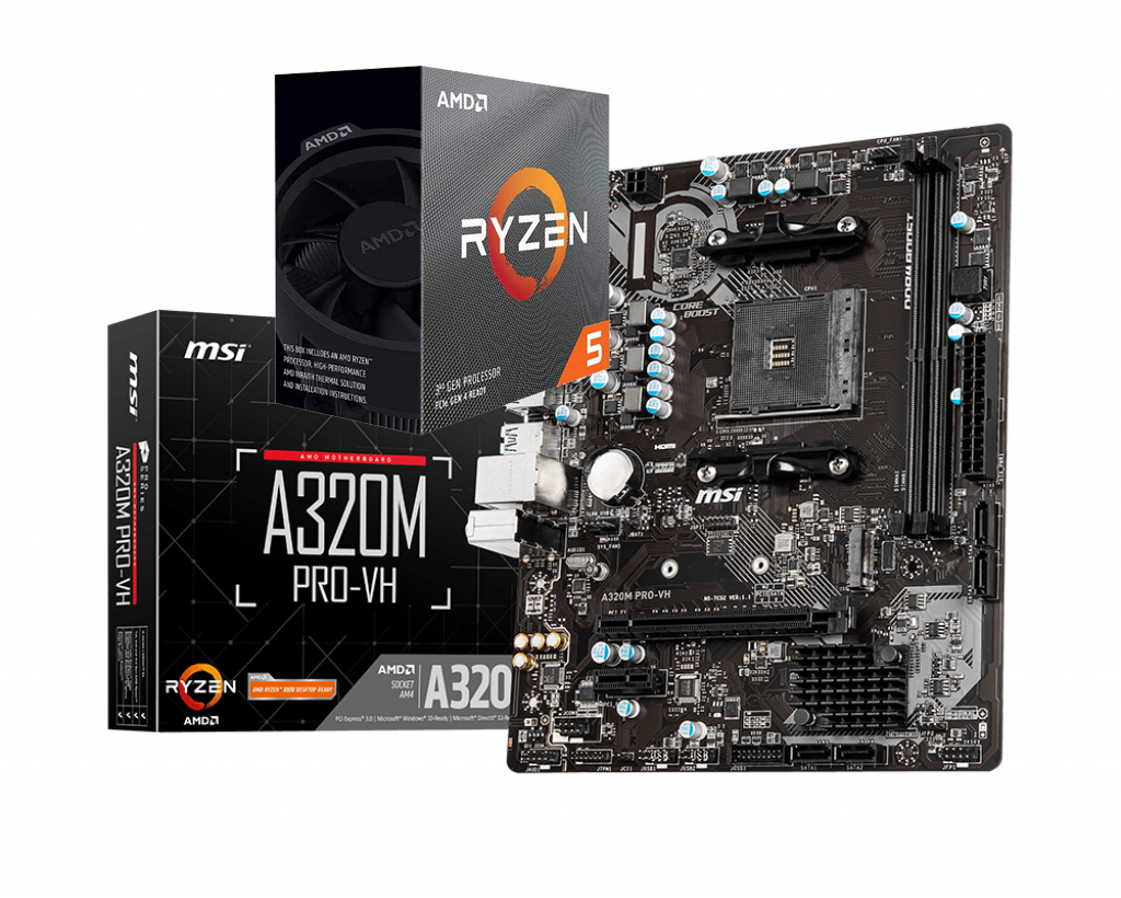 AMD RYZEN 5 3500 6-Core 3.6 GHz (4.1 GHz Max Boost) + MSI A320M-PRO-VH Motherboard Bundle