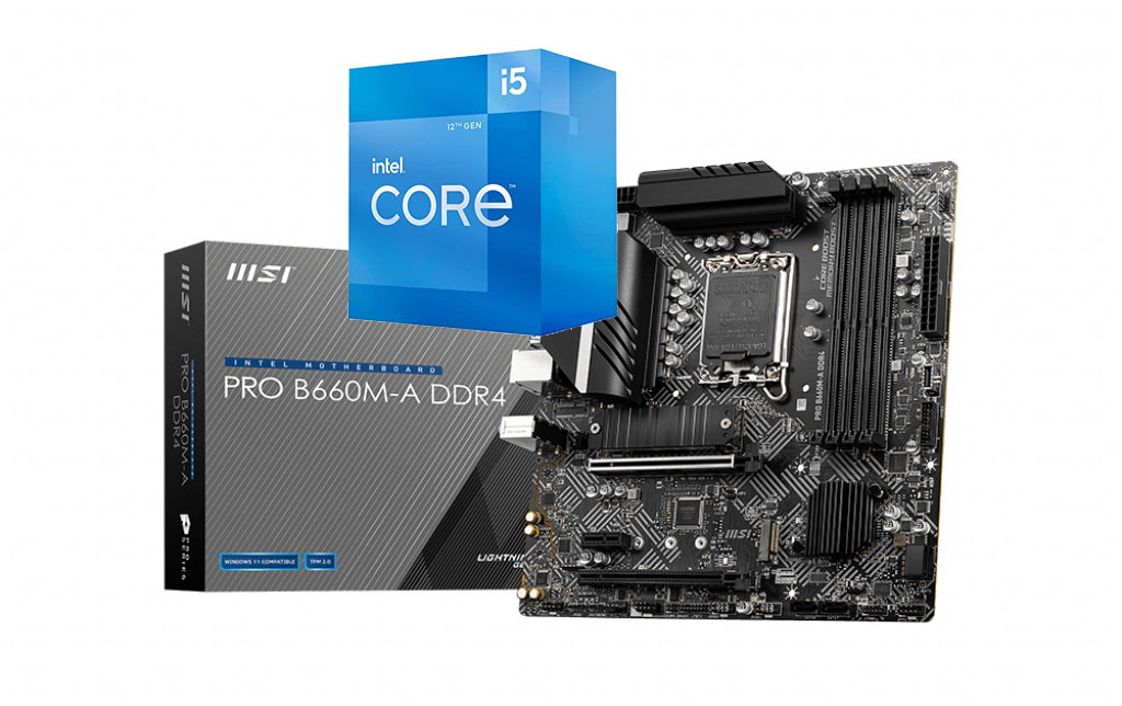 Intel Core I5-12400 6 Cores 12 Threads Alder Lake LGA1700 Processor + MSI PRO B660M-A WIFI DDR4 Bundle