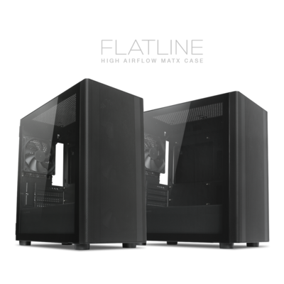 Tecware Flatline MATX TG Gaming Case ( Free 4x 120mm Fans )