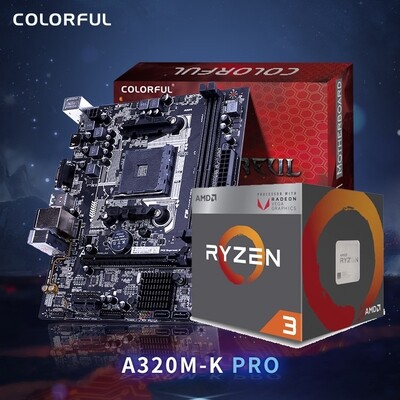 AMD Ryzen 3 Pro 4350G 4-Core 8-Thread 3.8ghz (Boost 4ghz) + COLORFUL A320M-K PRO Motherboard Bundle