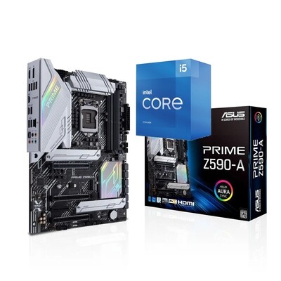 Intel Core i5-11400 6-Core 12 Threads 2.6 GHz (4.40 GHz Boost) + ASUS PRIME Z590-A ATX Gaming Motherboard Bundle