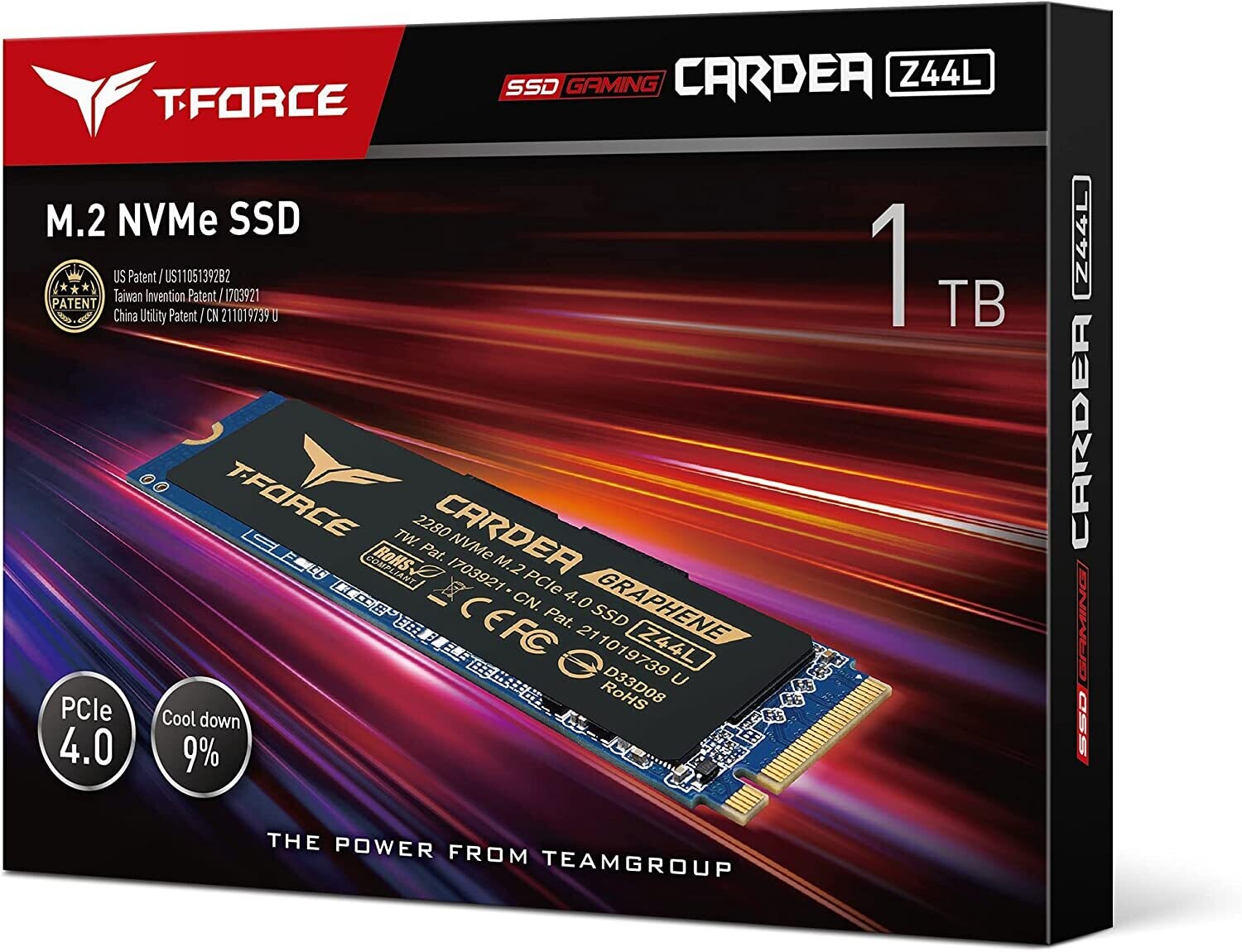 TEAMGROUP T-Force CARDEA Zero Z44L 1TB Support SLC Cache with Graphene Copper Foil 3D NAND TLC NVMe PCIe Gen4 x4 M.2
