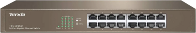 Tenda TEG1016D | 16-Port Gigabit Ethernet Switch | Desktop Network Splitter | Sturdy Metal | Fanless | Plug & Play | Traffic Optimization | Unmanaged | Limited Lifetime Protection
