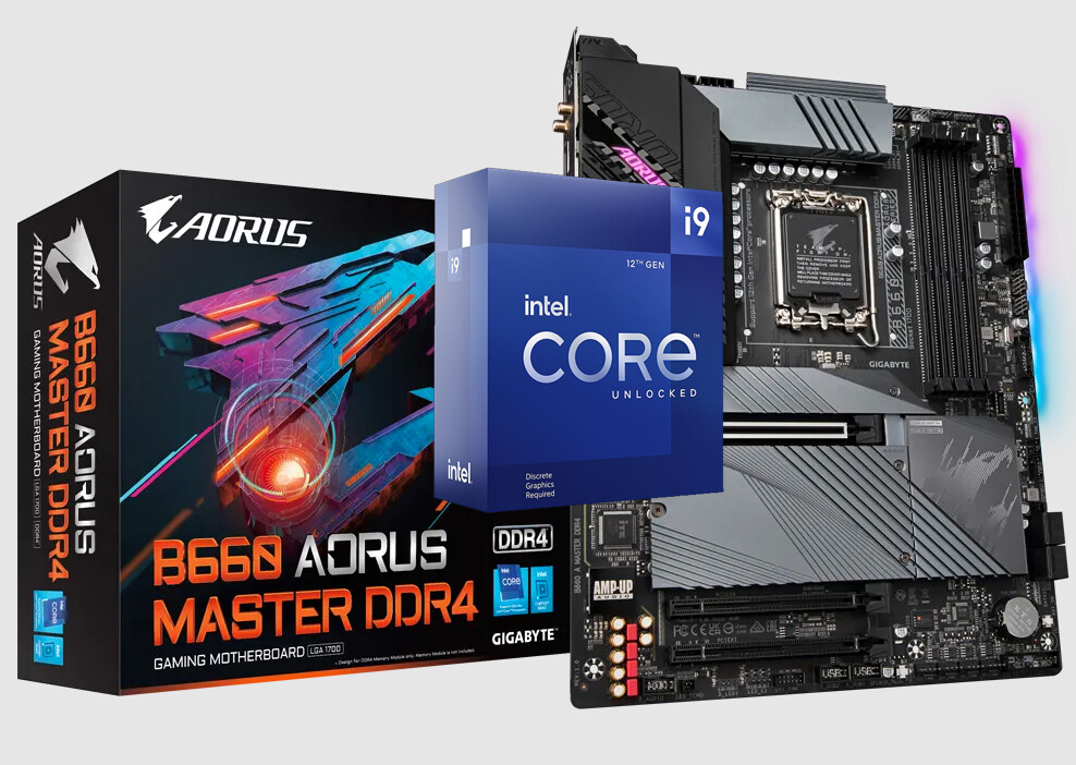 Intel Core I9-12900KF 16 Cores 24 Threads Alder Lake LGA1700 Processor + AORUS B660 MASTER DDR4 WIFI GAMING MOTHERBOARD