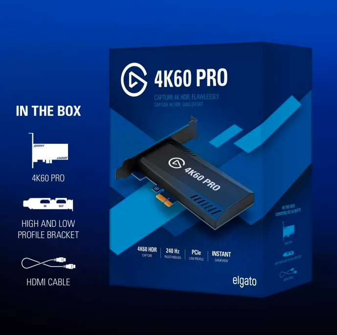 Elgato 4K60 Pro MK.2, Internal Capture Card, Stream and Record 4K60 HDR10 with ultra-low latency on PS5, PS4 Pro, Xbox Series X/S, Xbox One X, in OBS, Twitch, YouTube, for PC