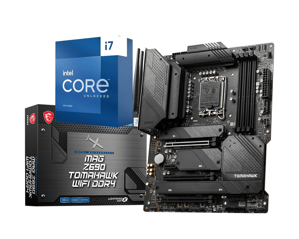 Intel Core I7-13700K 16 Cores 24 Threads Raptor Lake LGA1700 Processor + MSI MAG Z690 TOMAHAWK WIFI DDR4 GAMING MOTHERBOARD