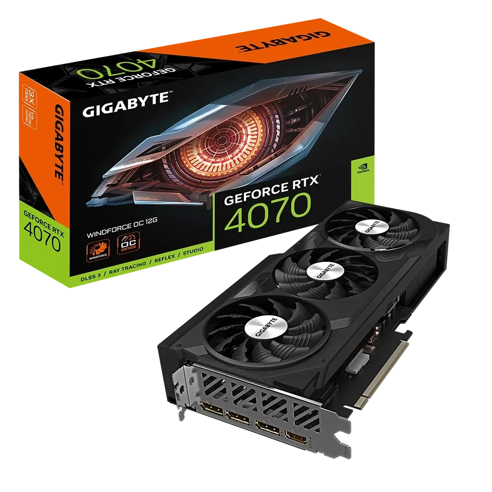 GIGABYTE GeForce RTX™ 4070 WINDFORCE OC 12G GDDR6X HDMI 2.1a, DP 1.4a