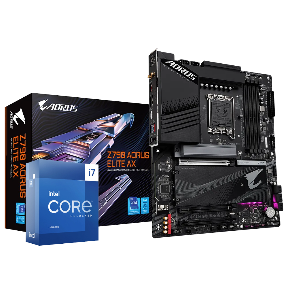 Intel Core I7-13700K 16 Cores 24 Threads Raptor Lake LGA1700 Processor + AORUS Z790 AORUS ELITE AX WIFI DDR5 GAMING MOTHERBOARD