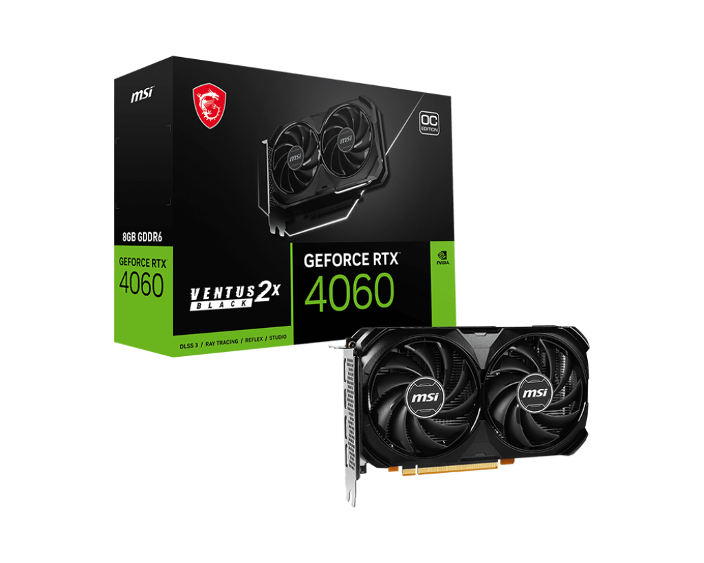 MSI GeForce RTX™ 4060 VENTUS 2X BLACK 8G OC GDDR6 128-bit Video Card