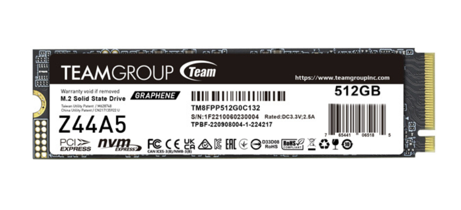 Team Group Z44A5 512GB T-FORCE M.2 NVMe 2280 PCI-E Gen4x4 5000mbps SSD