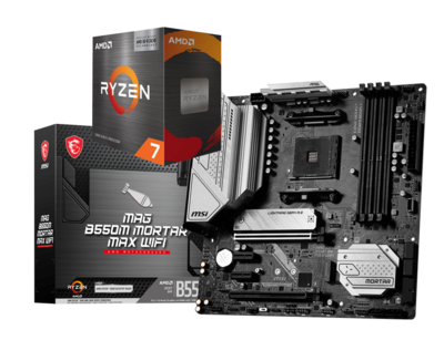 AMD Ryzen 7 7800X3D 8-core, 16-Threads 5 GHz Max Boost Processor + MSI MAG B650M MORTAR WIFI MOBO Bundle
