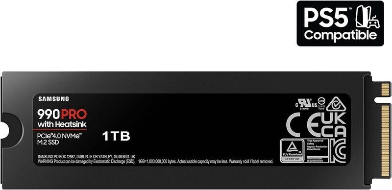 Samsung 990 Pro 1TB HEATSINK PCIE 4.0 NVME M.2 SSD (RW: 7,450/6,900 MB/s)