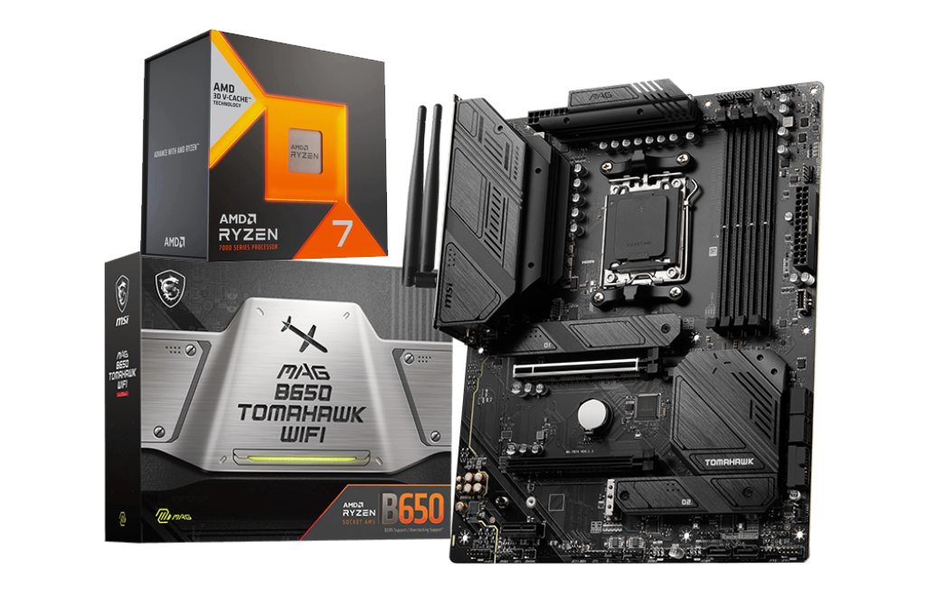 AMD Ryzen 7 7800X3D 8-core, 16-Threads 5 GHz Max Boost Processor + MSI MAG B650 TOMAHAWK WIFI MOBO Bundle