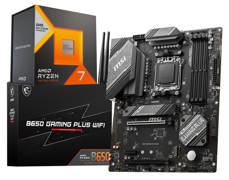 AMD Ryzen 7 7800X3D 8-core, 16-Threads 5 GHz Max Boost Processor + MSI B650 GAMING PLUS WIFI MOBO Bundle