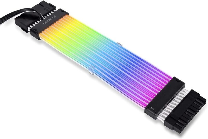 Lian Li Strimer Plus V2 24 Pin Addressable RGB Power Extension Cable (Strimer L-Connect 3.0 Controller Included) - for Motherboard Connector, PW24-PV2 BLACK